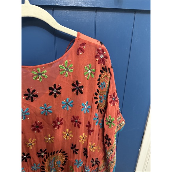 ZARA Woman Handmade Jeweled Embellished Maxi Dress Orange Yellow Size USA medium - Picture 11 of 16